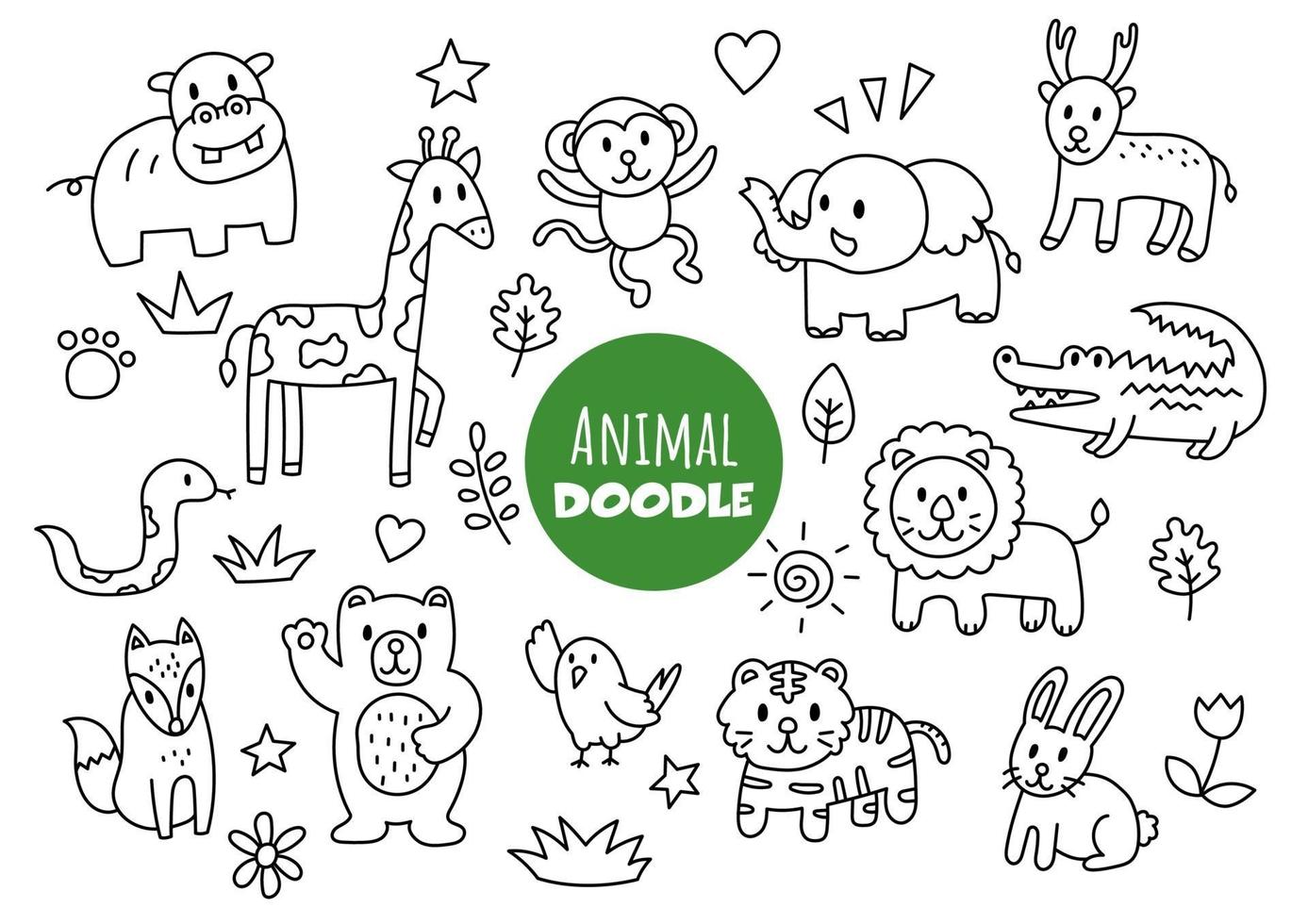 doodle kawaii animal vetor