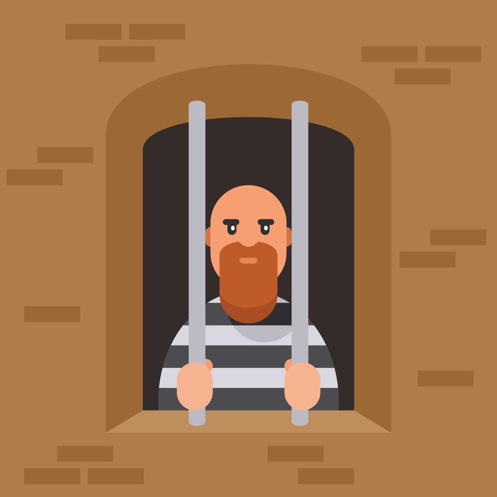 imagem do uma prisioneiro atrás bares vetor