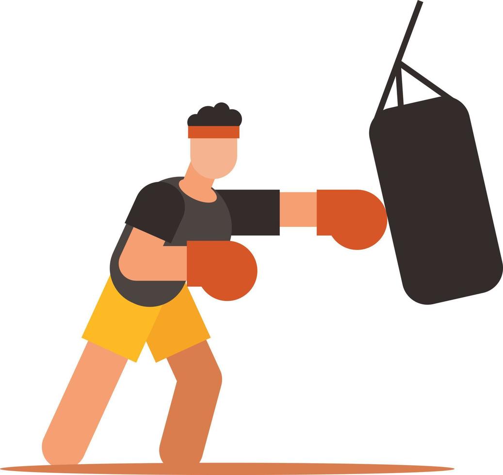 imagem do uma boxer batendo uma soco saco vetor