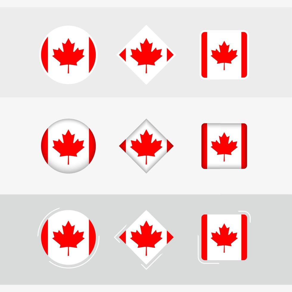 Canadá bandeira ícones definir, vetor bandeira do Canadá.