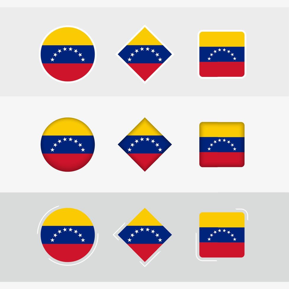 Venezuela bandeira ícones definir, vetor bandeira do Venezuela.