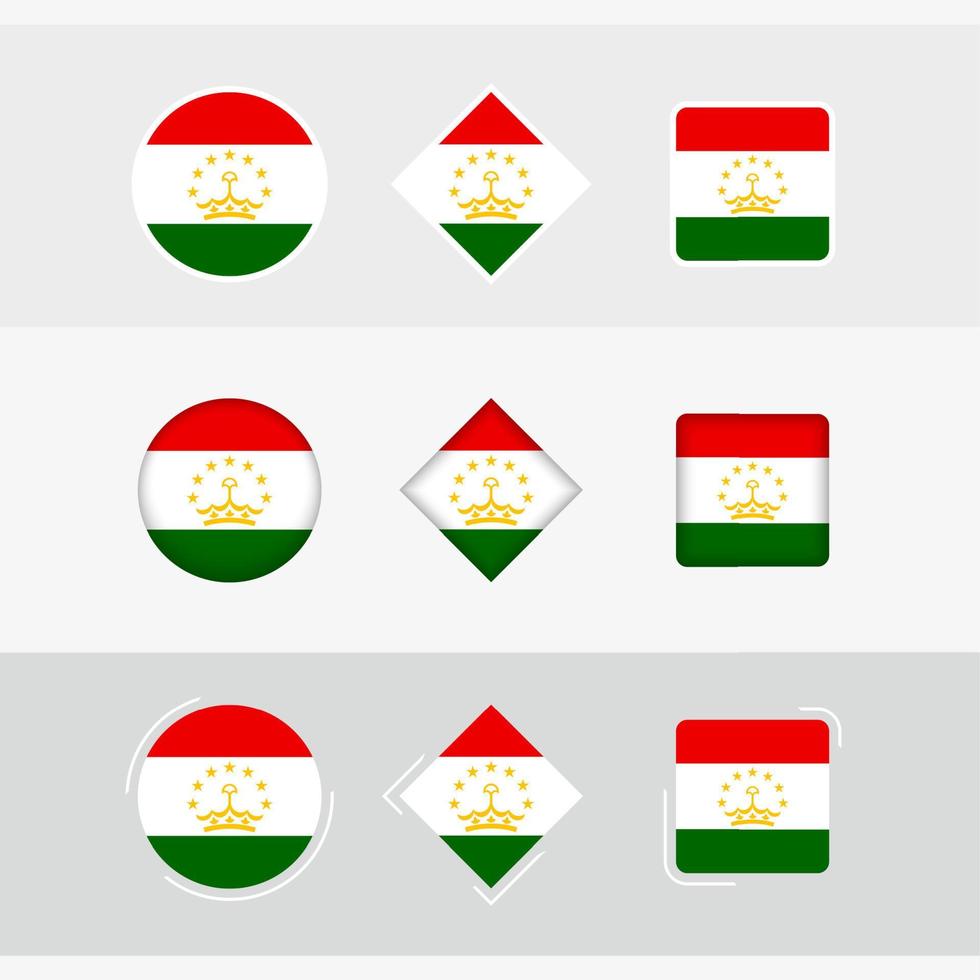 tajiquistão bandeira ícones definir, vetor bandeira do tadjiquistão.