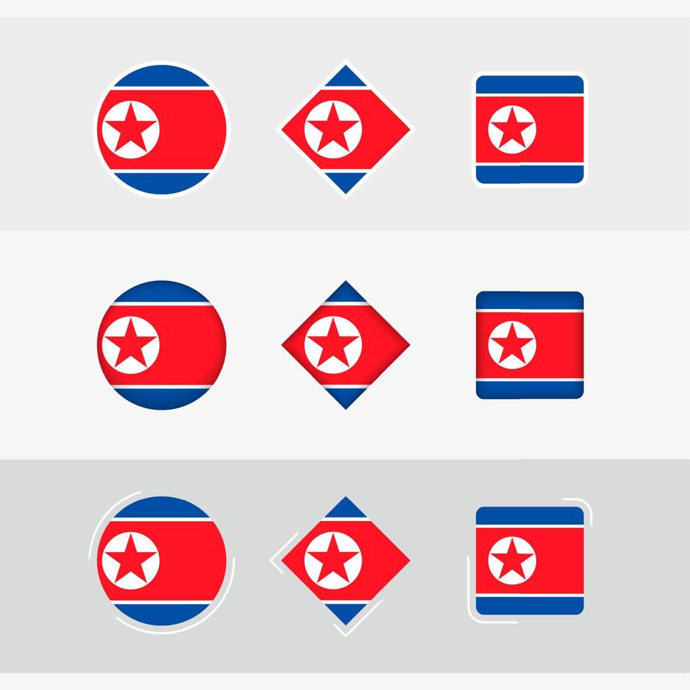 norte Coréia bandeira ícones definir, vetor bandeira do norte Coréia.