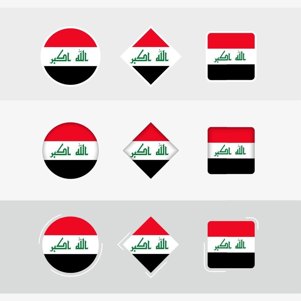 Iraque bandeira ícones definir, vetor bandeira do Iraque.