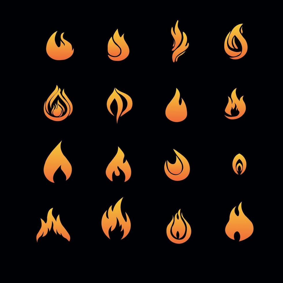 conjunto de logotipo de ícone de fogo gradiente vetor