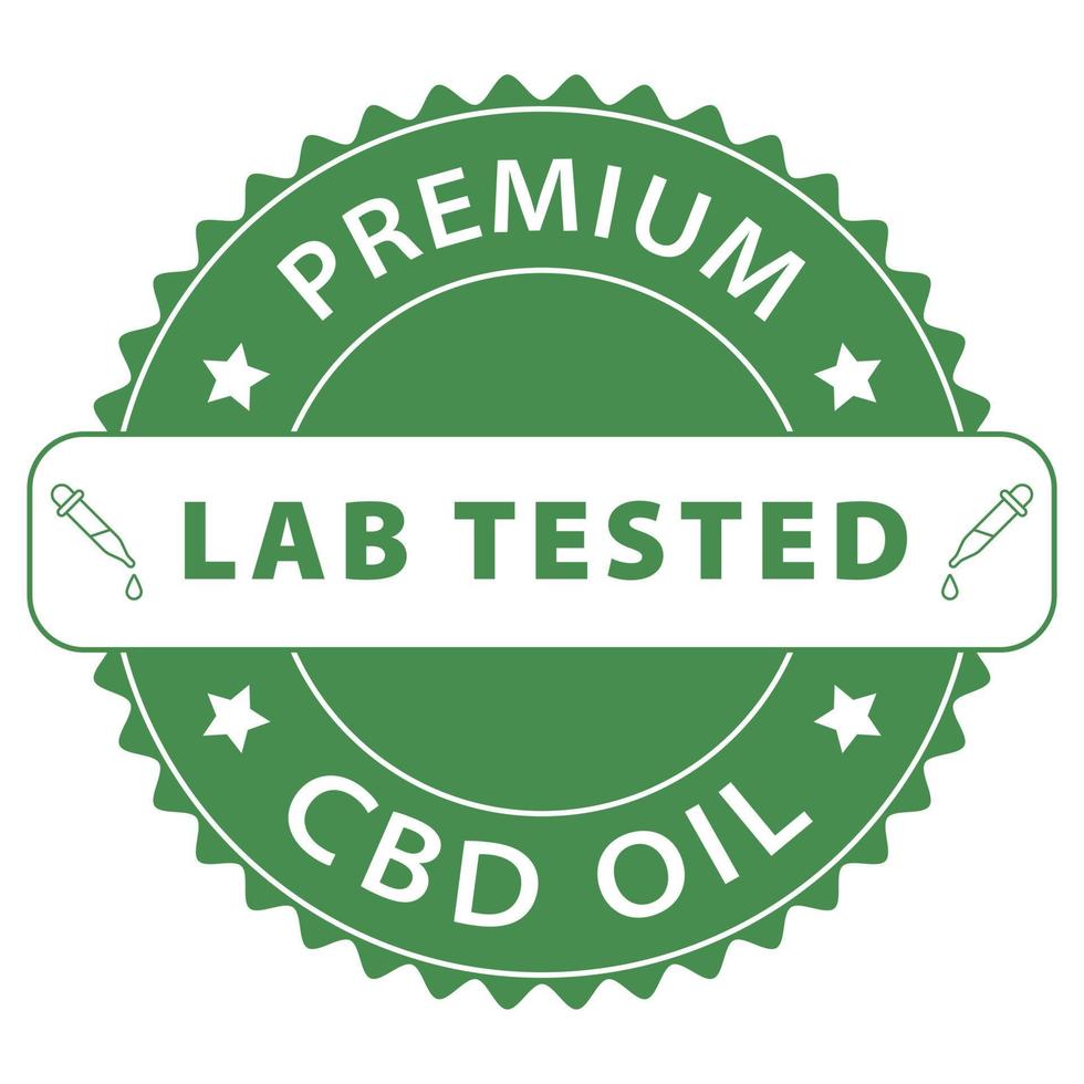 cbd óleo laboratório testado distintivo, carimbo, rótulo, adesivo, emblema logotipo, cbd cânhamo óleo, borracha, marcação, foca vetor ilustração, natural óleo teste