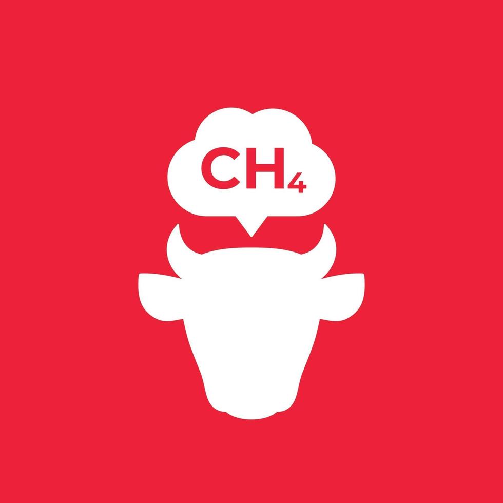 emissões de metano do gado, ícone com uma vaca vetor