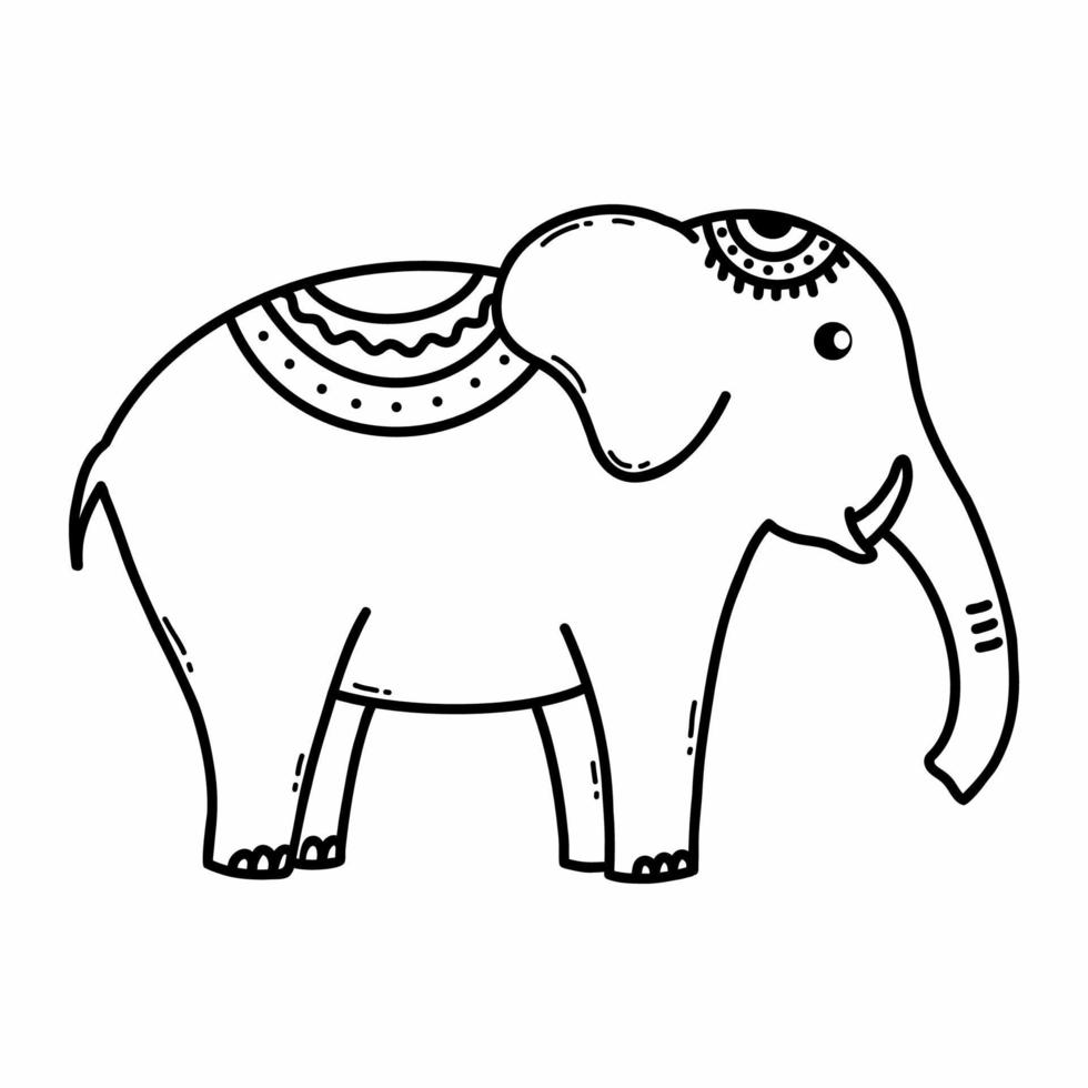 indiano elefante. vetor rabisco ilustração. esboço. mão desenhado esboço.