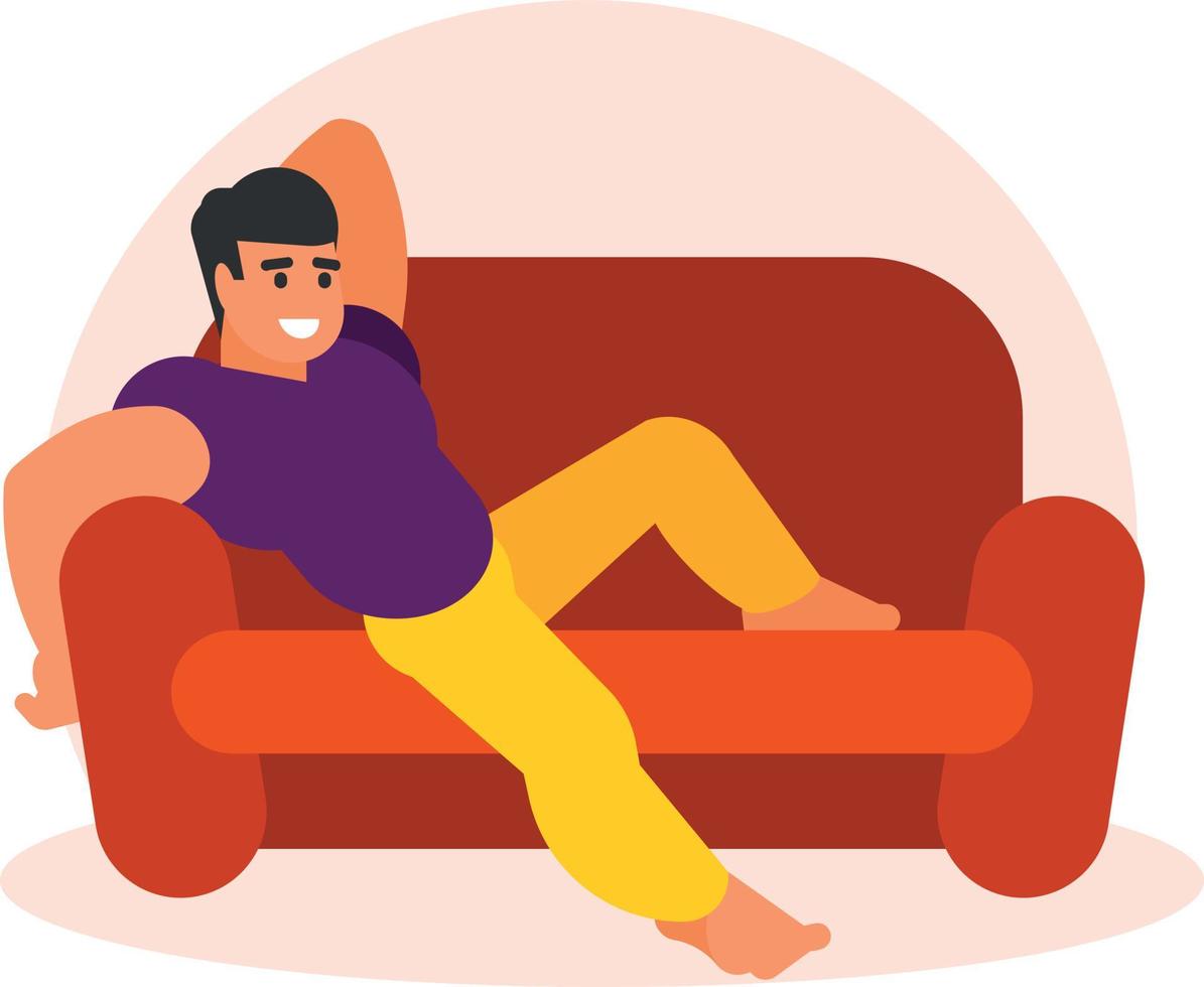 vetor imagem do uma homem relaxante em uma sofá