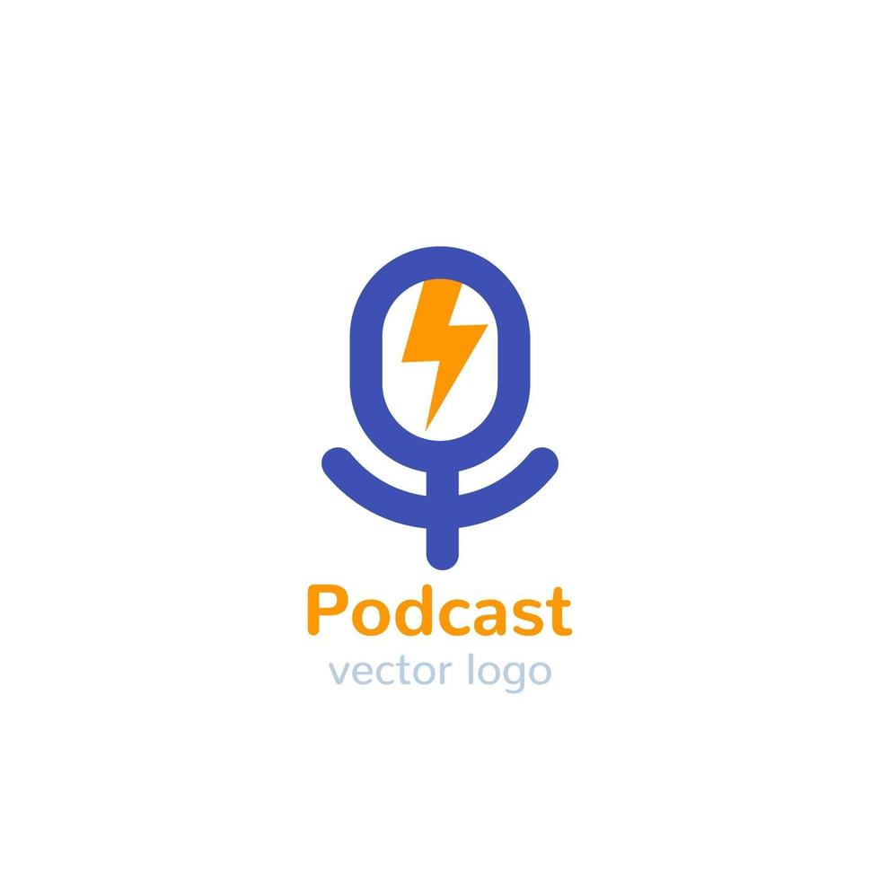 logotipo de vetor de podcast com microfone