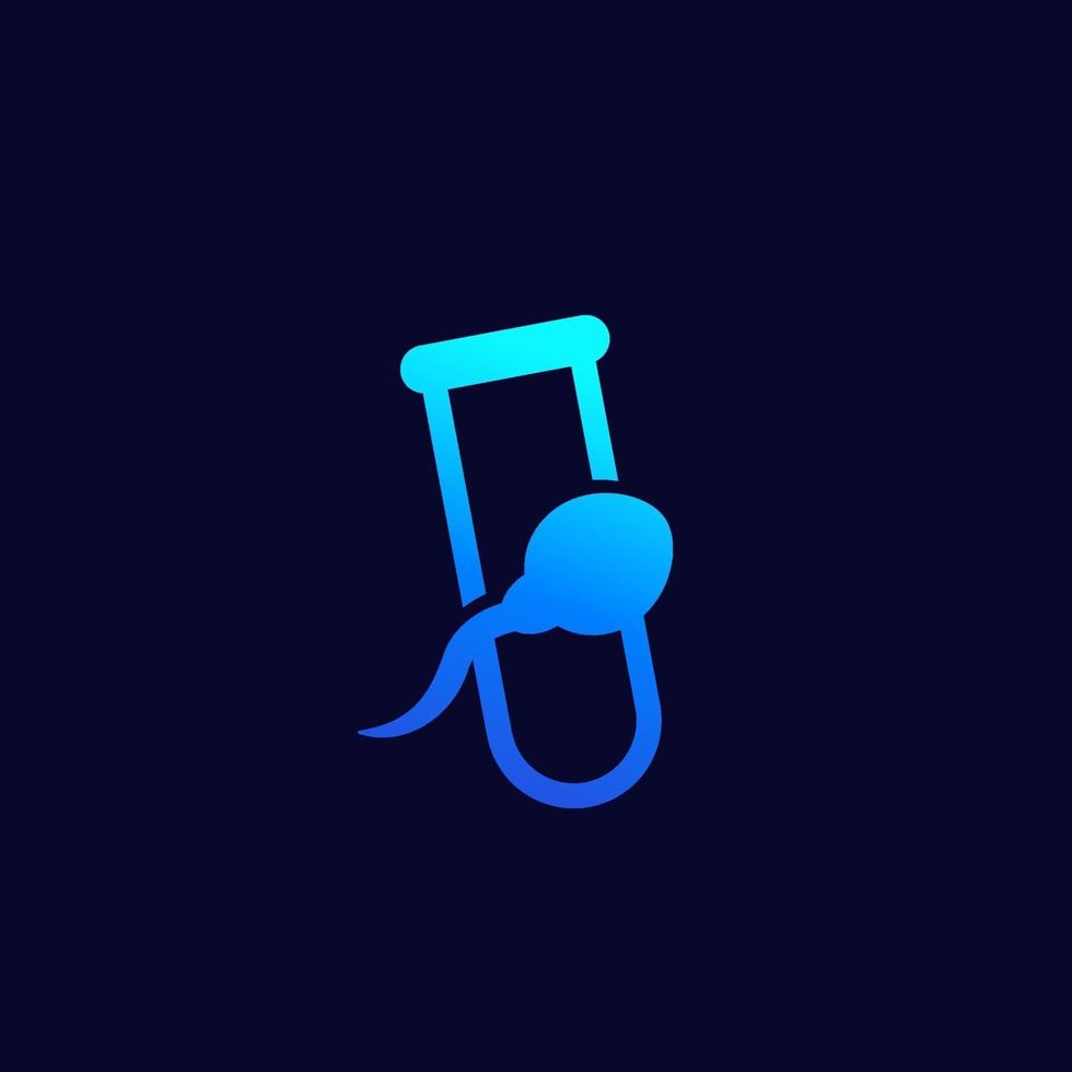 ícone de teste de esperma com tubo, vetor