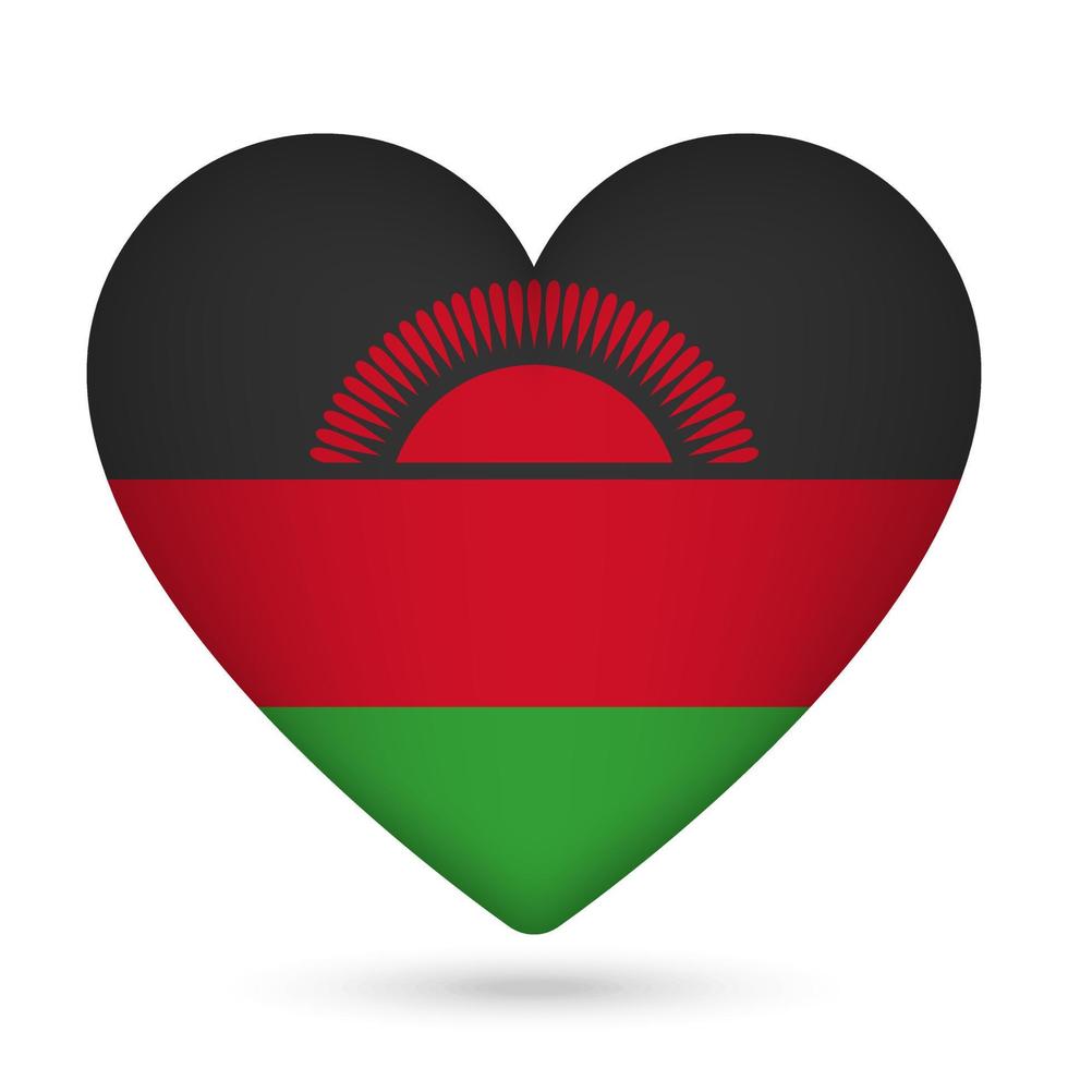 malawi bandeira dentro coração forma. vetor ilustração.