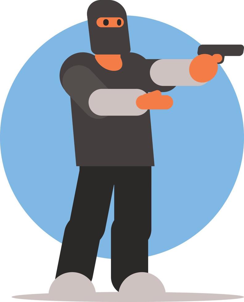 imagem do uma ladrão com uma arma de fogo vetor