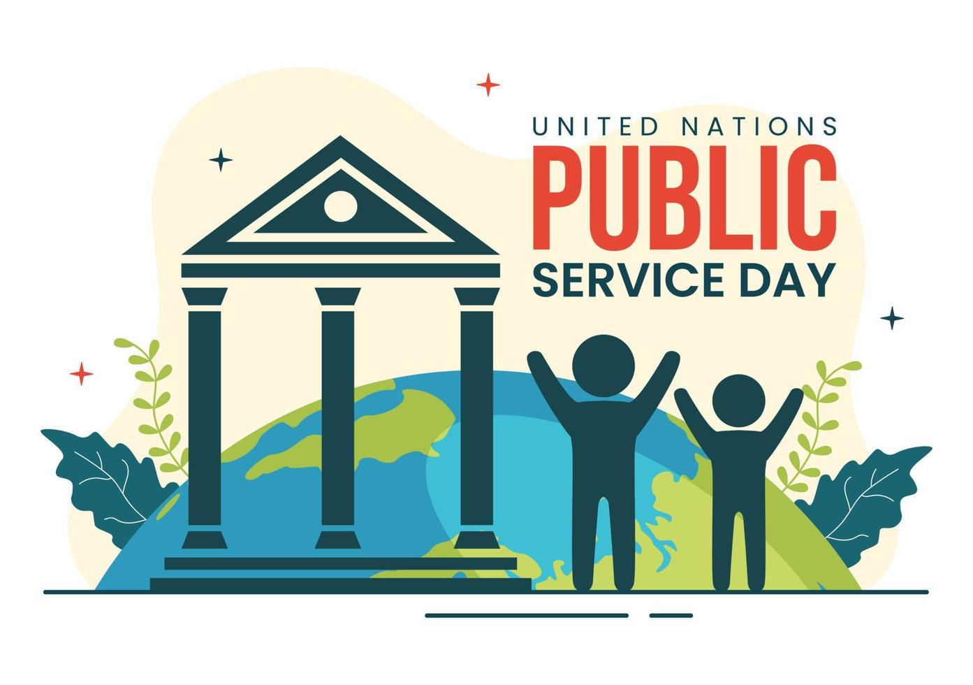 Unidos nações público serviço dia vetor ilustração em Junho 23 com públicos Serviços para a comunidade dentro plano desenho animado mão desenhado poster modelos