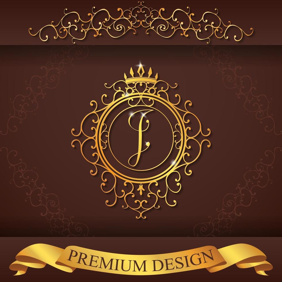 alfabeto heráldico ouro design premium i vetor