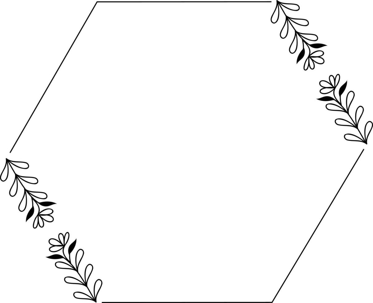 hexagonal floral quadro, Armação elemento vetor