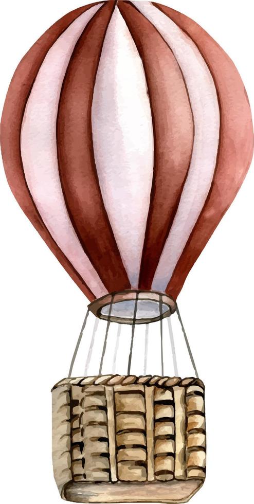 retro quente ar balão vintage estilo aguarela ilustração isolado. vetor