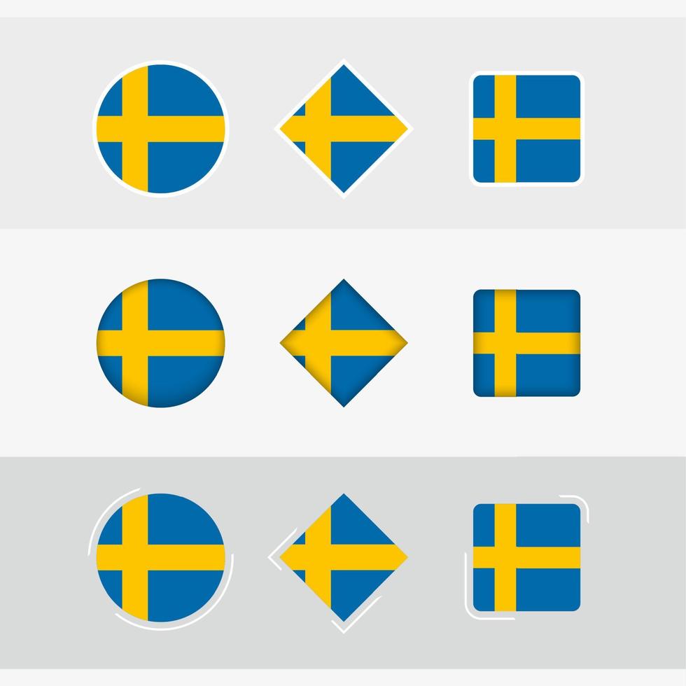 Suécia bandeira ícones definir, vetor bandeira do Suécia.