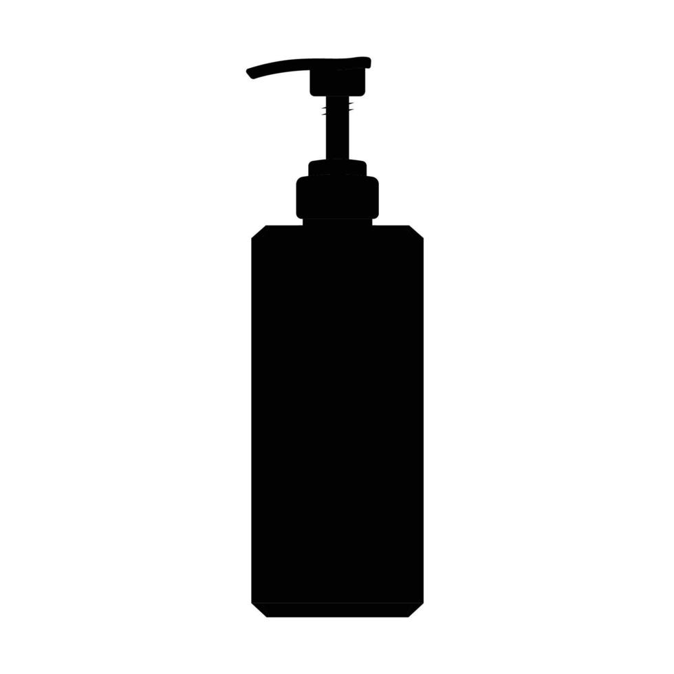 silhueta de garrafa de xampu. elemento de design de ícone preto e branco em fundo branco isolado vetor