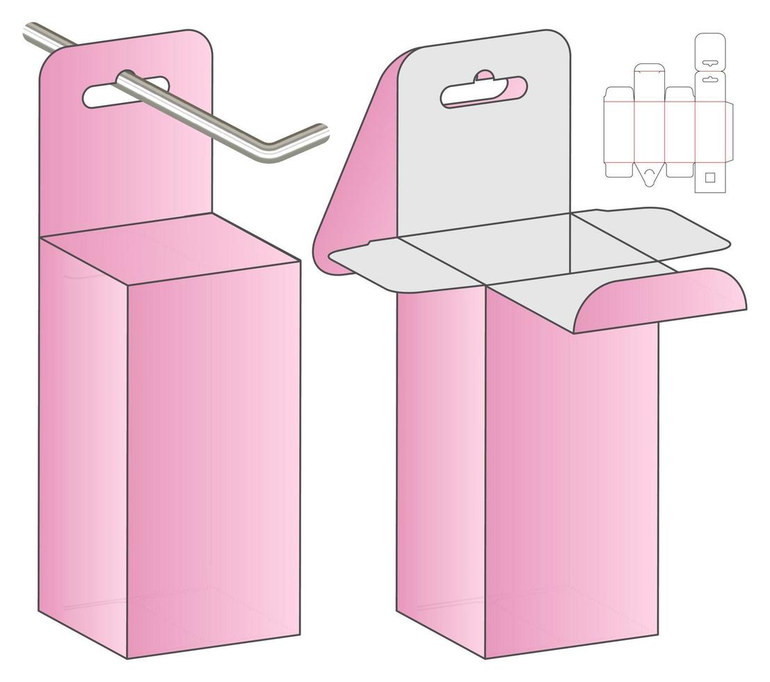 design de modelo cortado de embalagem de caixa. Maquete 3D vetor