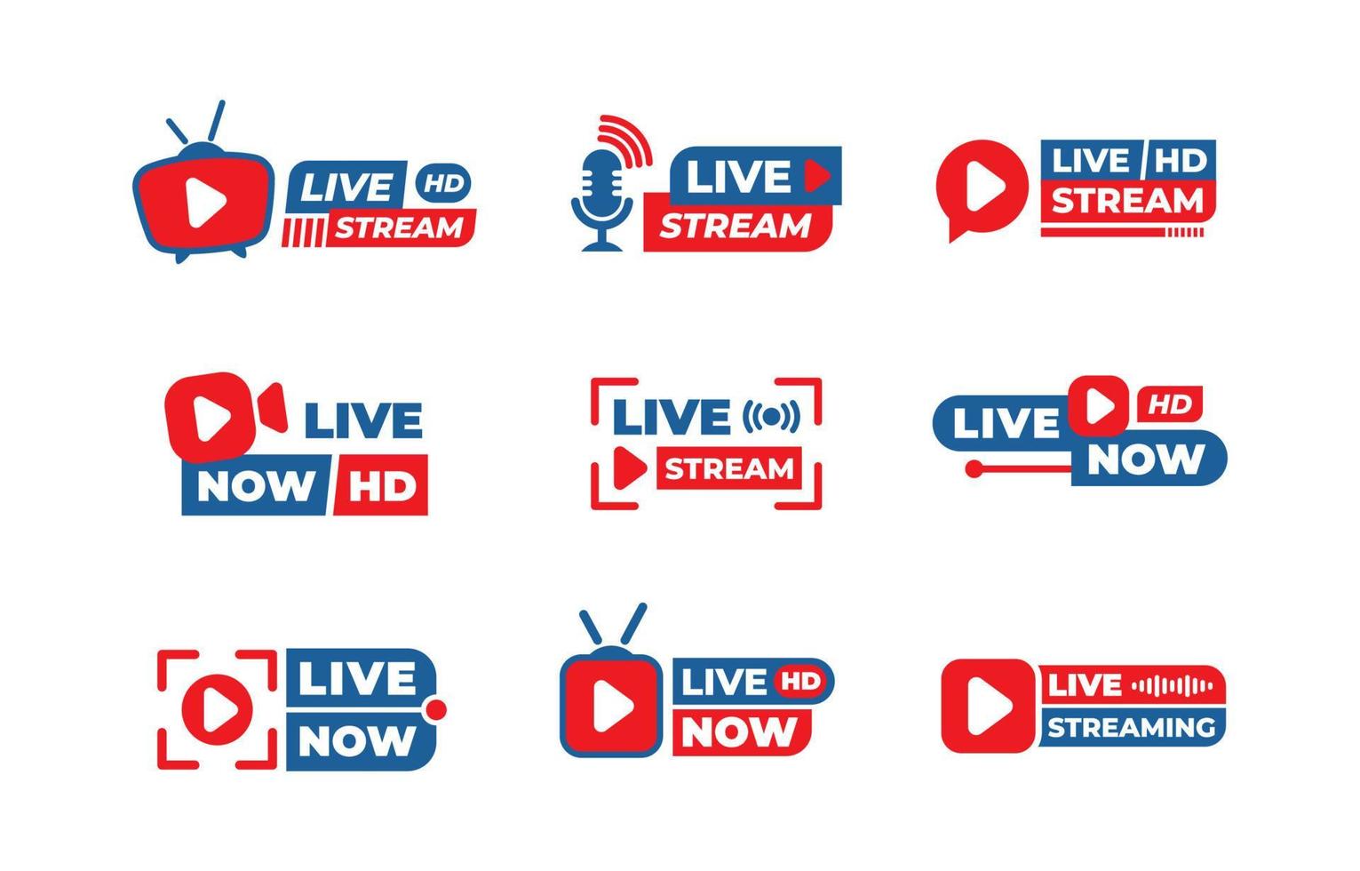 conjunto de logotipo de transmissão ao vivo vetor