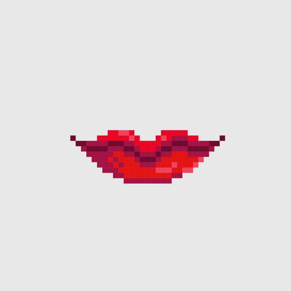 vermelho lábios dentro pixel arte estilo vetor