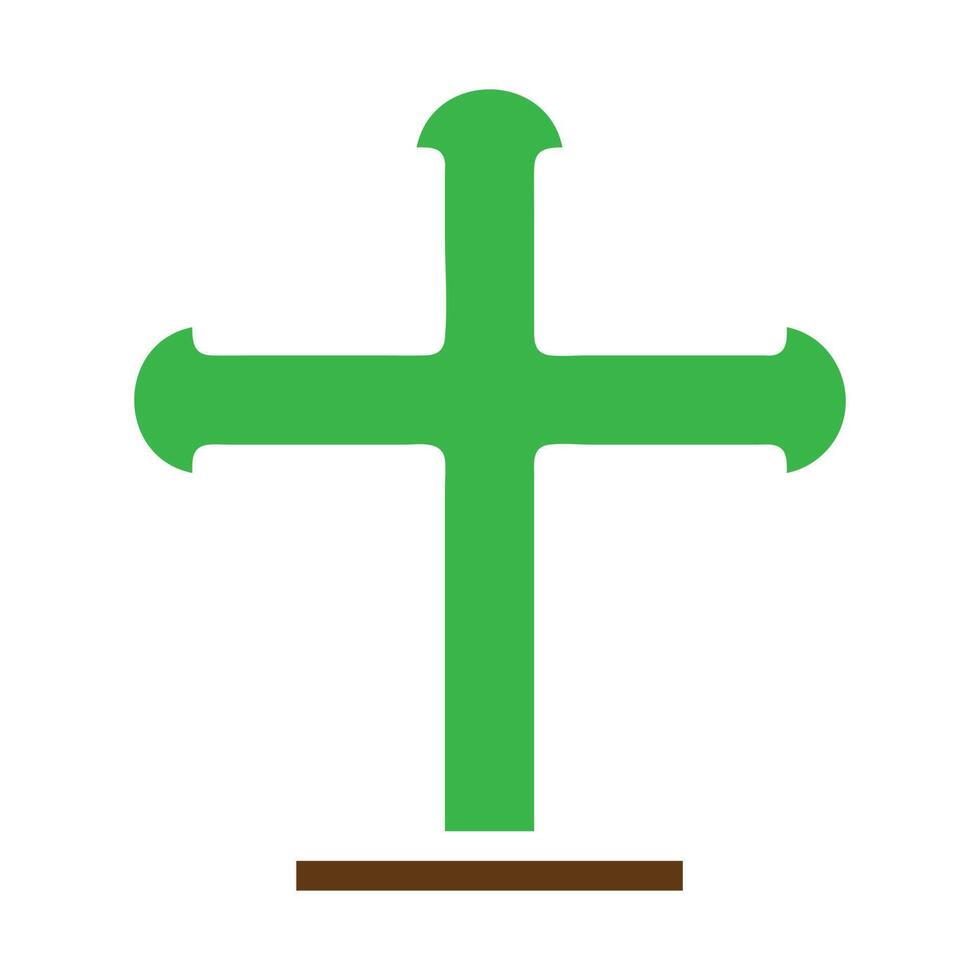 salib ícone sólido verde Castanho cor Páscoa símbolo ilustração. vetor