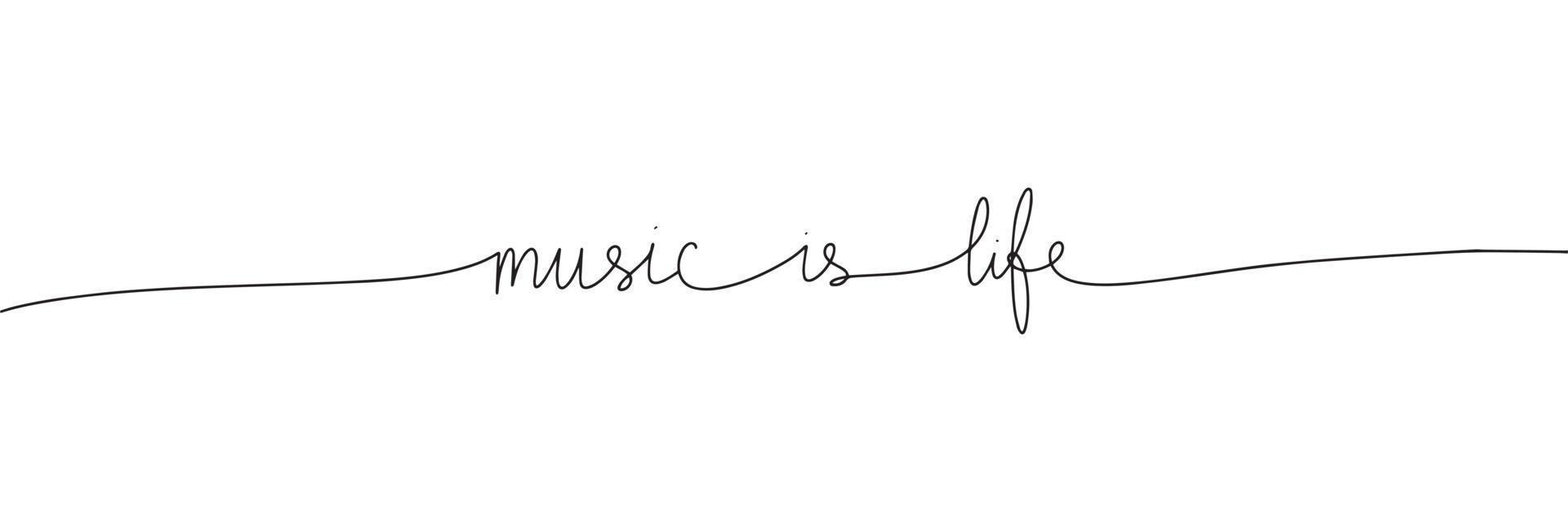 1 linha contínuo frase música é vida. linha arte citar. caligrafia vetor ilustração