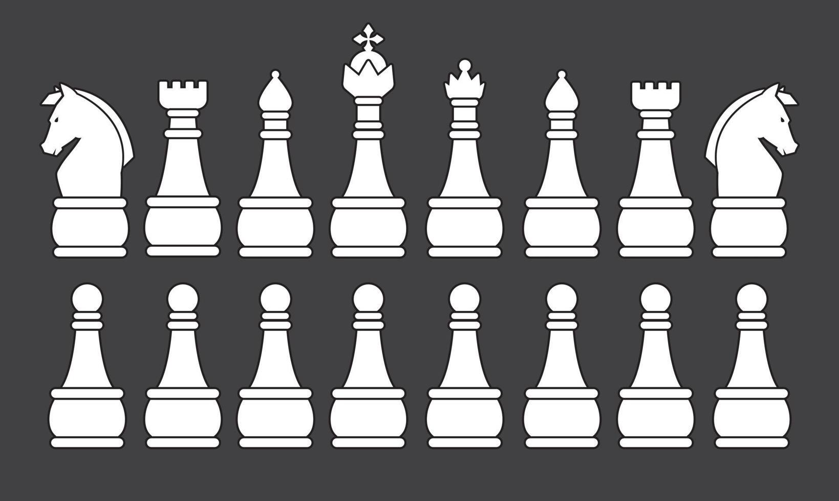 silhueta de jogo de xadrez branco vetor