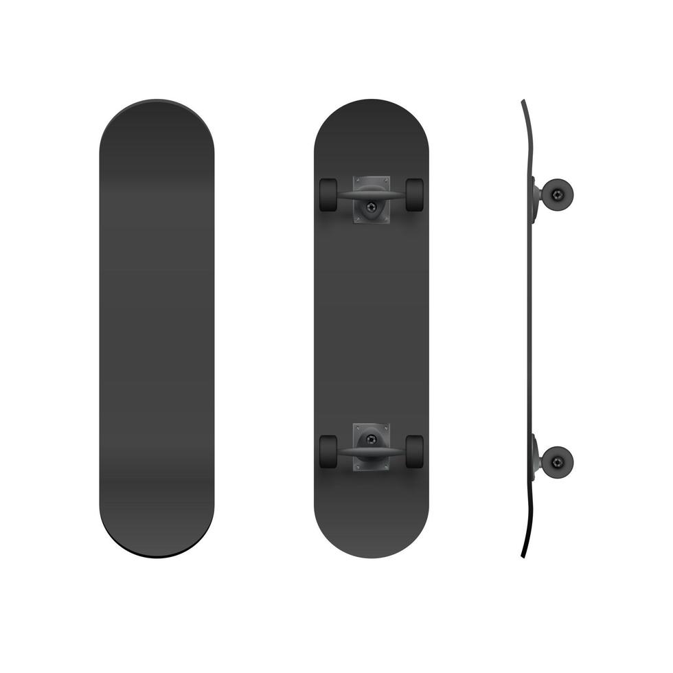 skate modelo. realista Preto skate brincar. vetor ilustração isolado em branco fundo