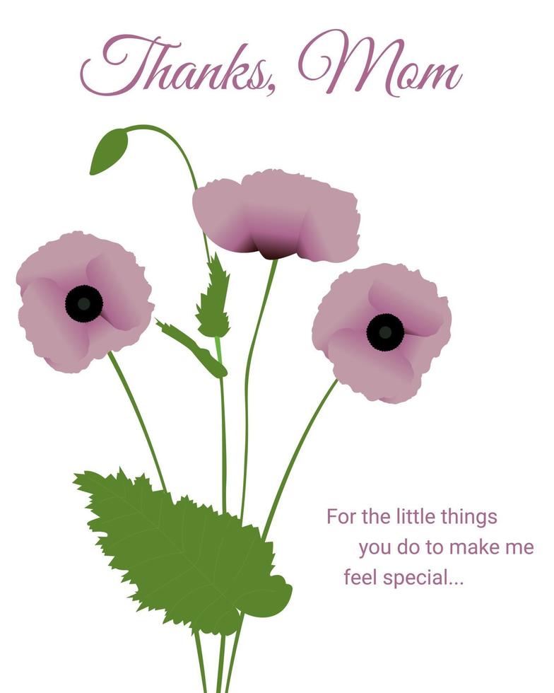 banner de vetor de dia das mães feliz com papoula. perfeito para cartões comemorativos, sites, banners ou tags. ilustração vetorial.