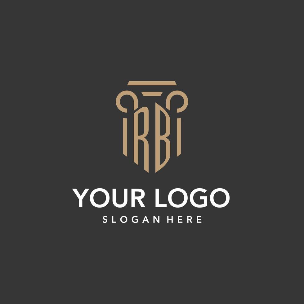 rb logotipo monograma com pilar estilo Projeto vetor