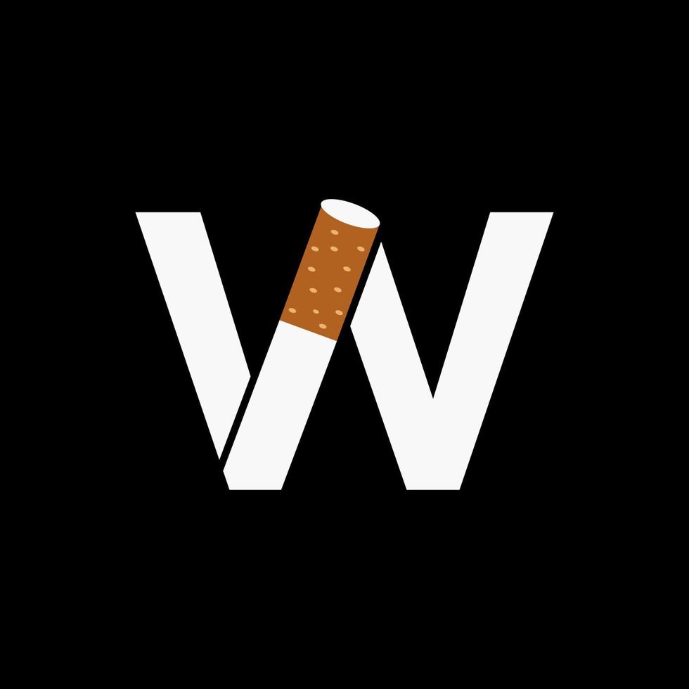 carta W fumaça logotipo conceito com cigarro ícone. tabaco logotipo vetor