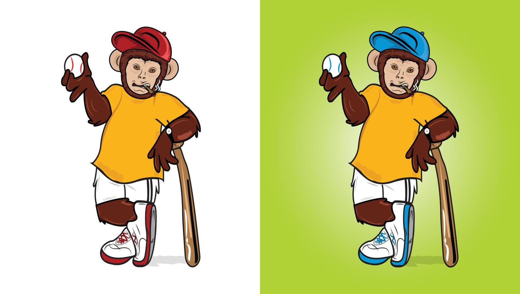 macaco jogando Grilo e fumar jogos mascote vetor Projeto