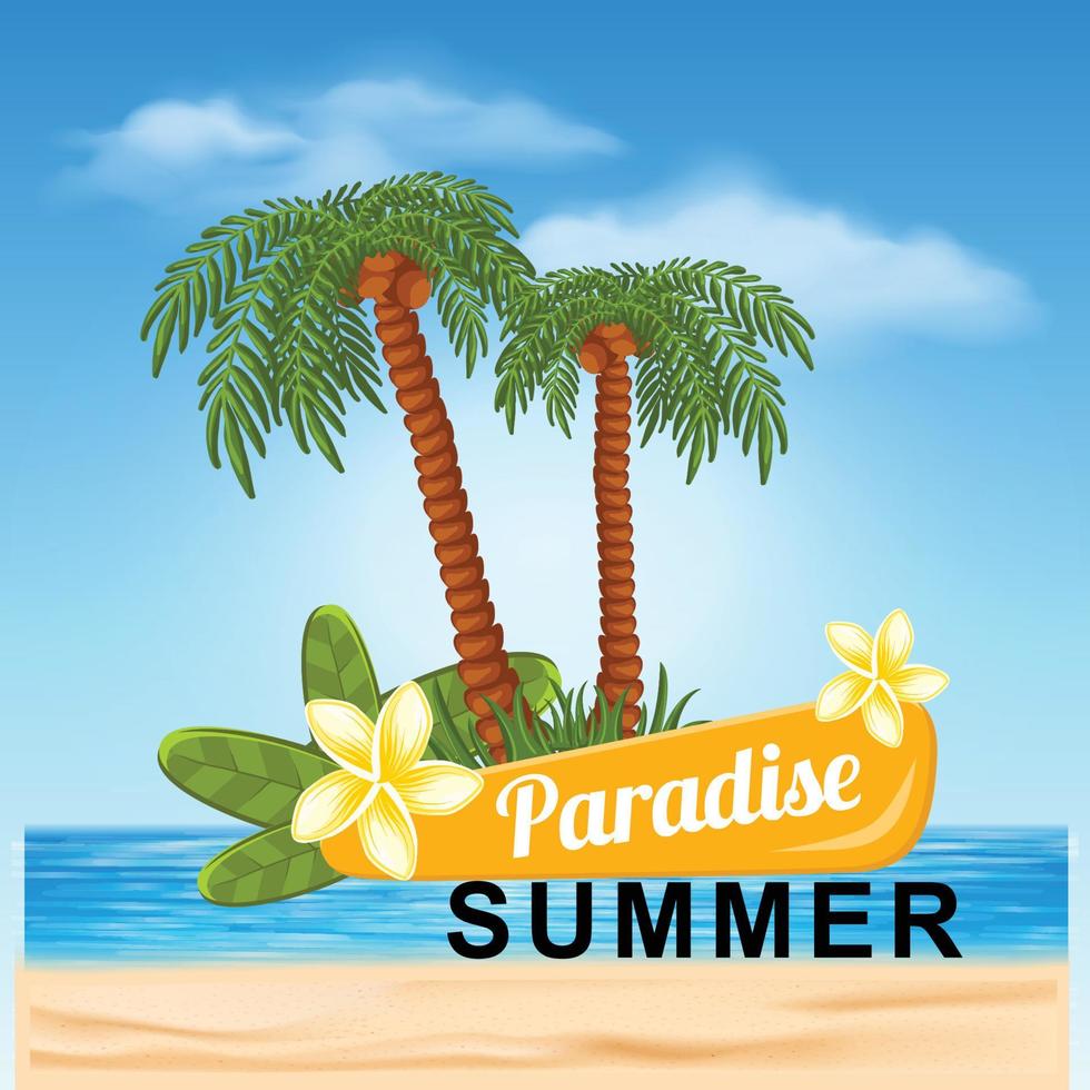 paraíso verão de praia logotipo fundo vetor
