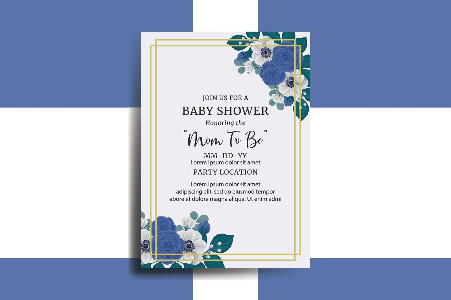 bebê chuveiro cumprimento cartão azul rosa flor Projeto modelo vetor