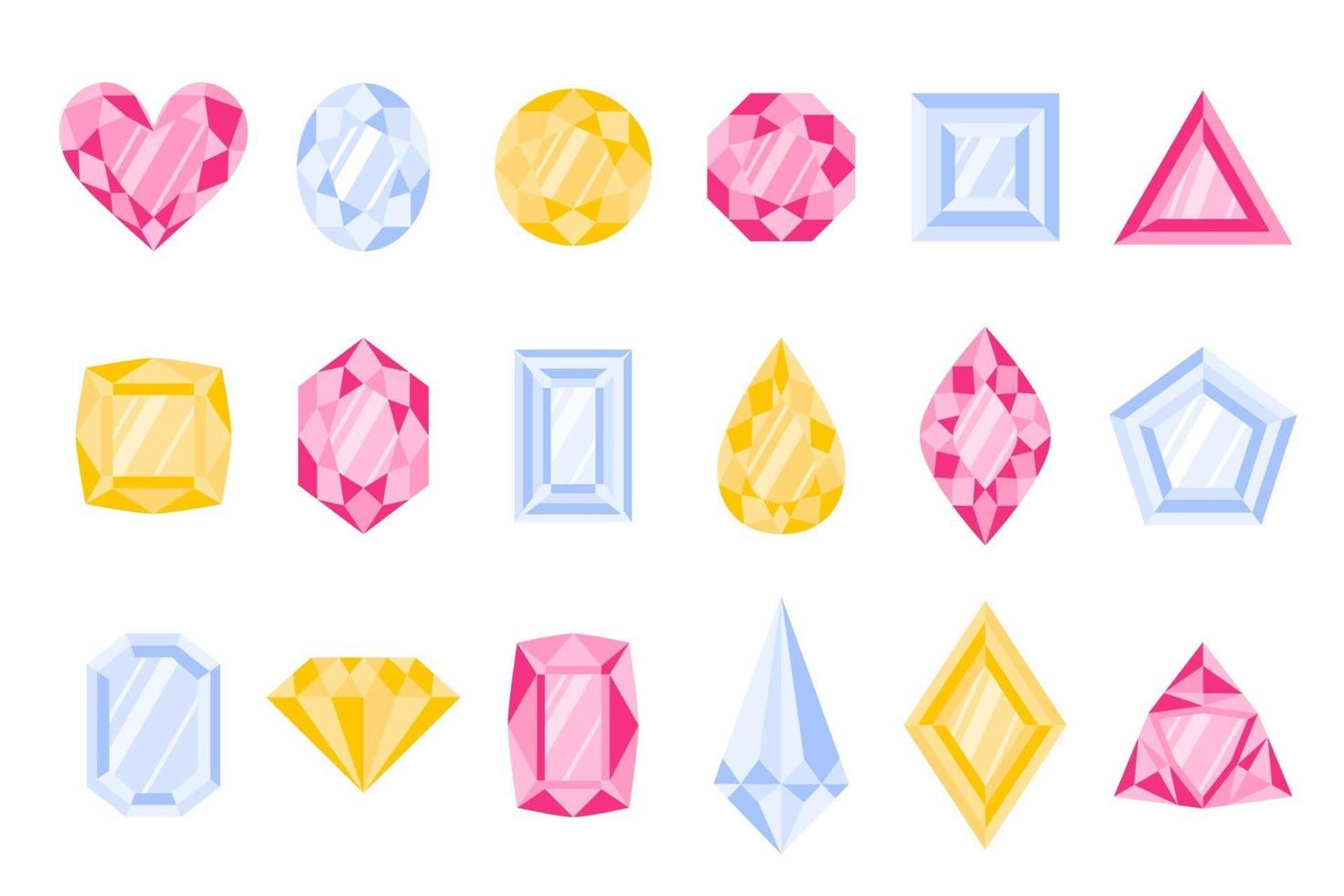 conjunto de diferentes tipos e cores de pedras preciosas ou gemas. vetor