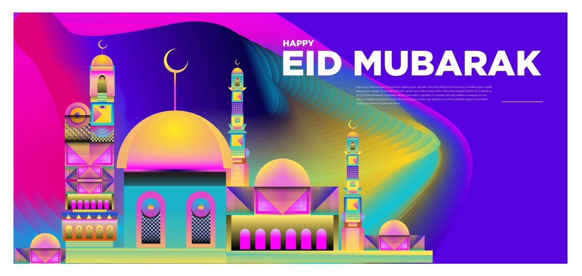 vetor colorido islâmico e banner de cartão comemorativo de mubarak