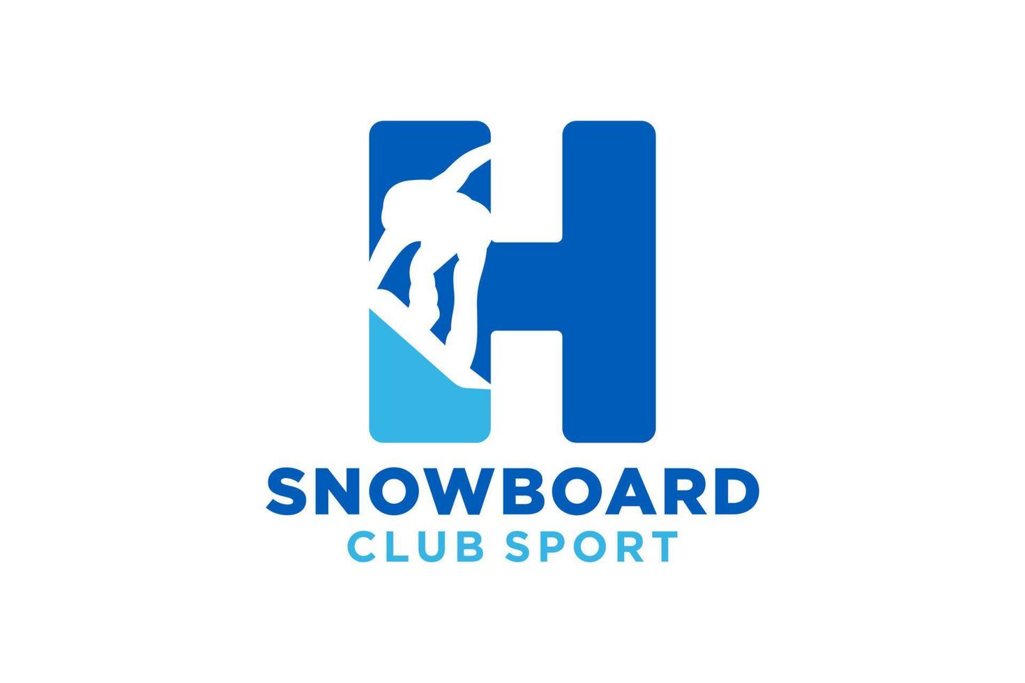 vetor iniciais carta h com snowboard criativo geométrico moderno logotipo Projeto.