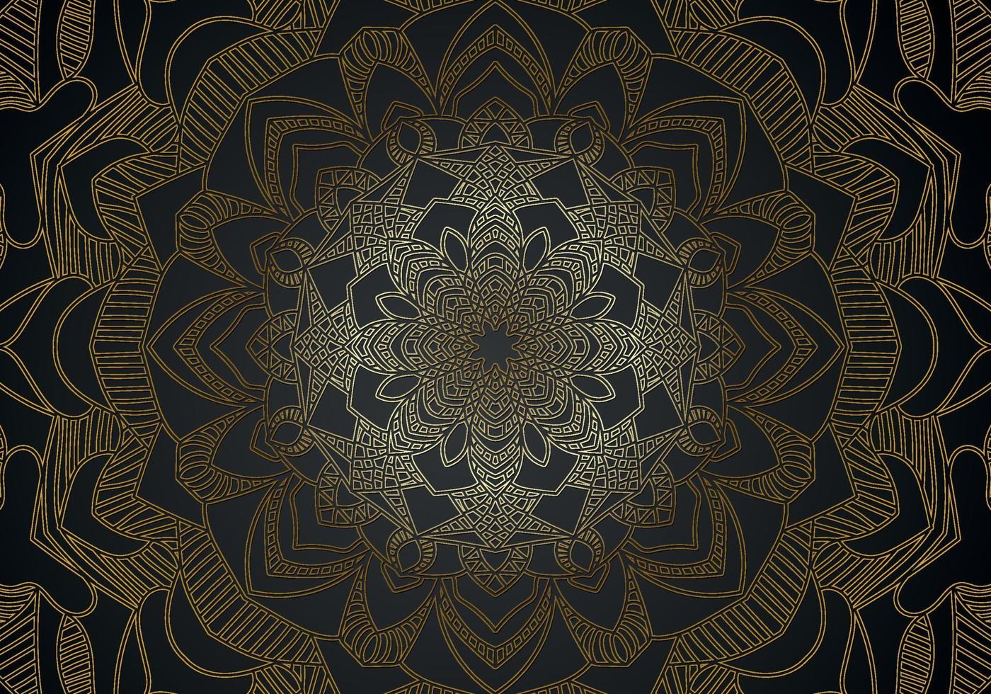 Fundo de desenho de mandala ornamental de luxo na cor ouro vetor