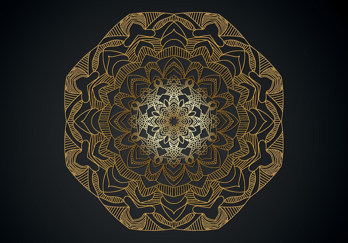 Fundo de desenho de mandala ornamental de luxo na cor ouro vetor