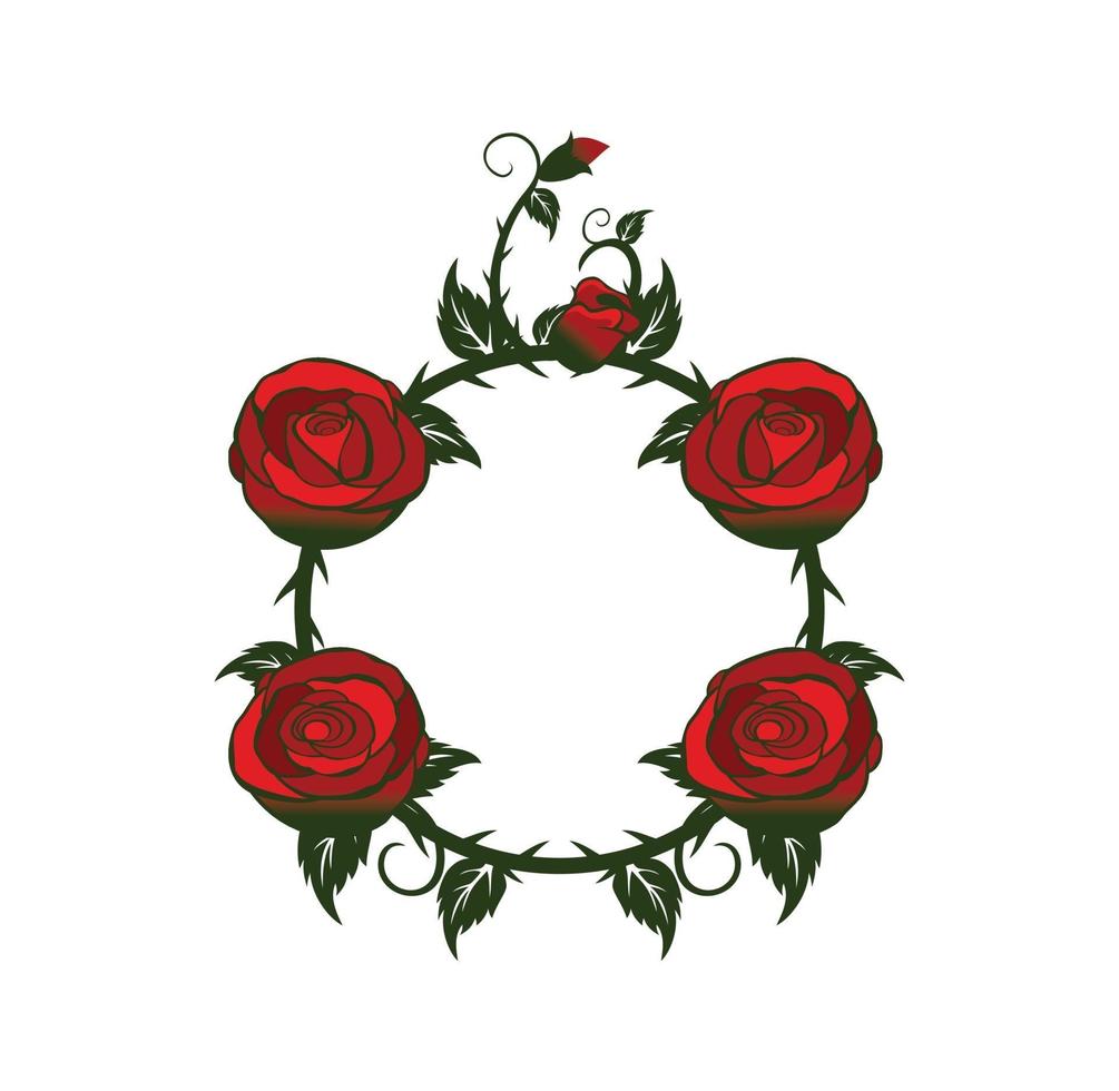 desenho de moldura de rosas e videiras vetor