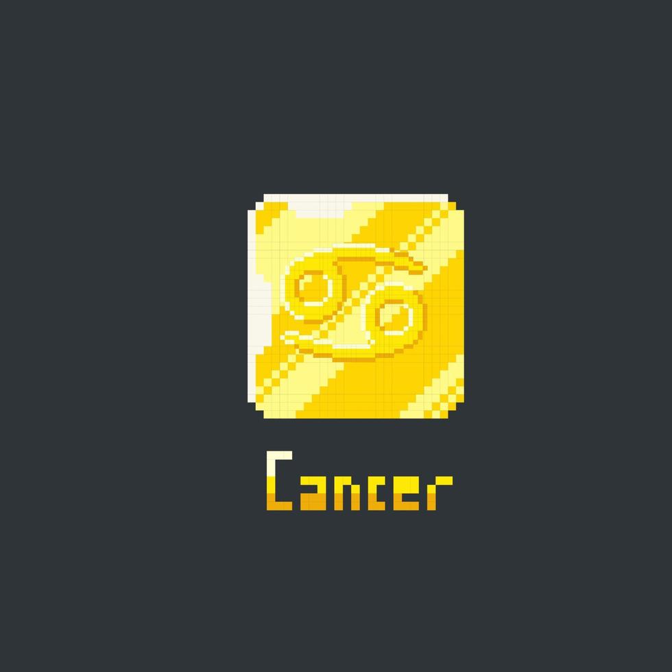 Câncer dourado símbolo dentro pixel arte estilo vetor