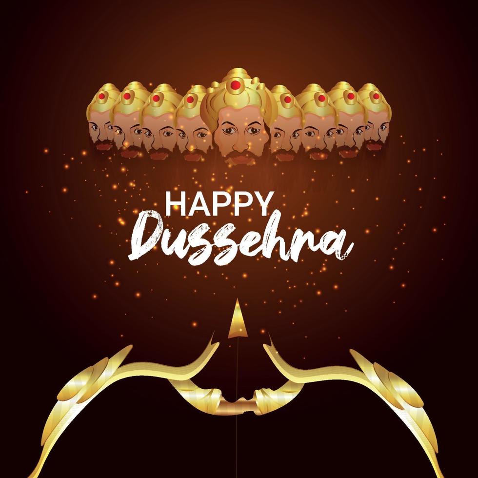 ilustração em vetor feliz festival indiano dussehra com ravana criativa e arco rama com flecha