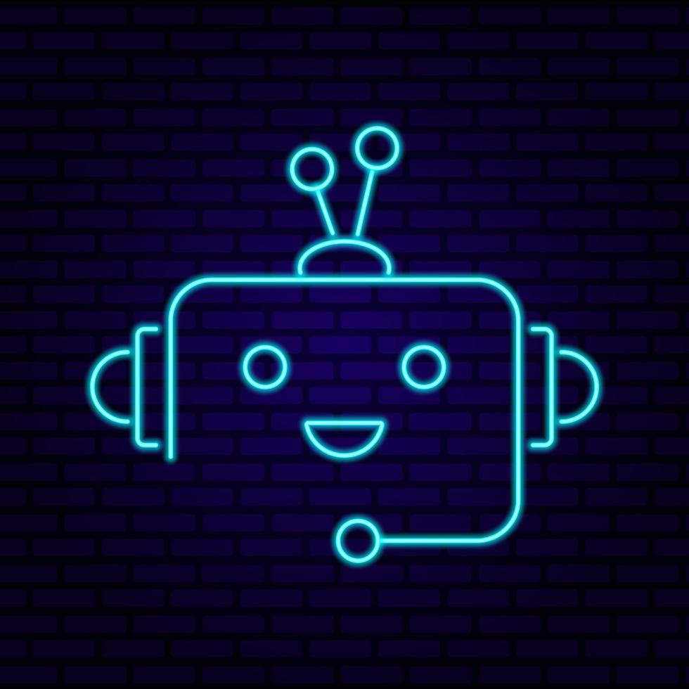 ícone para editorial conteúdo em chatbot - néon com ai robô vetor