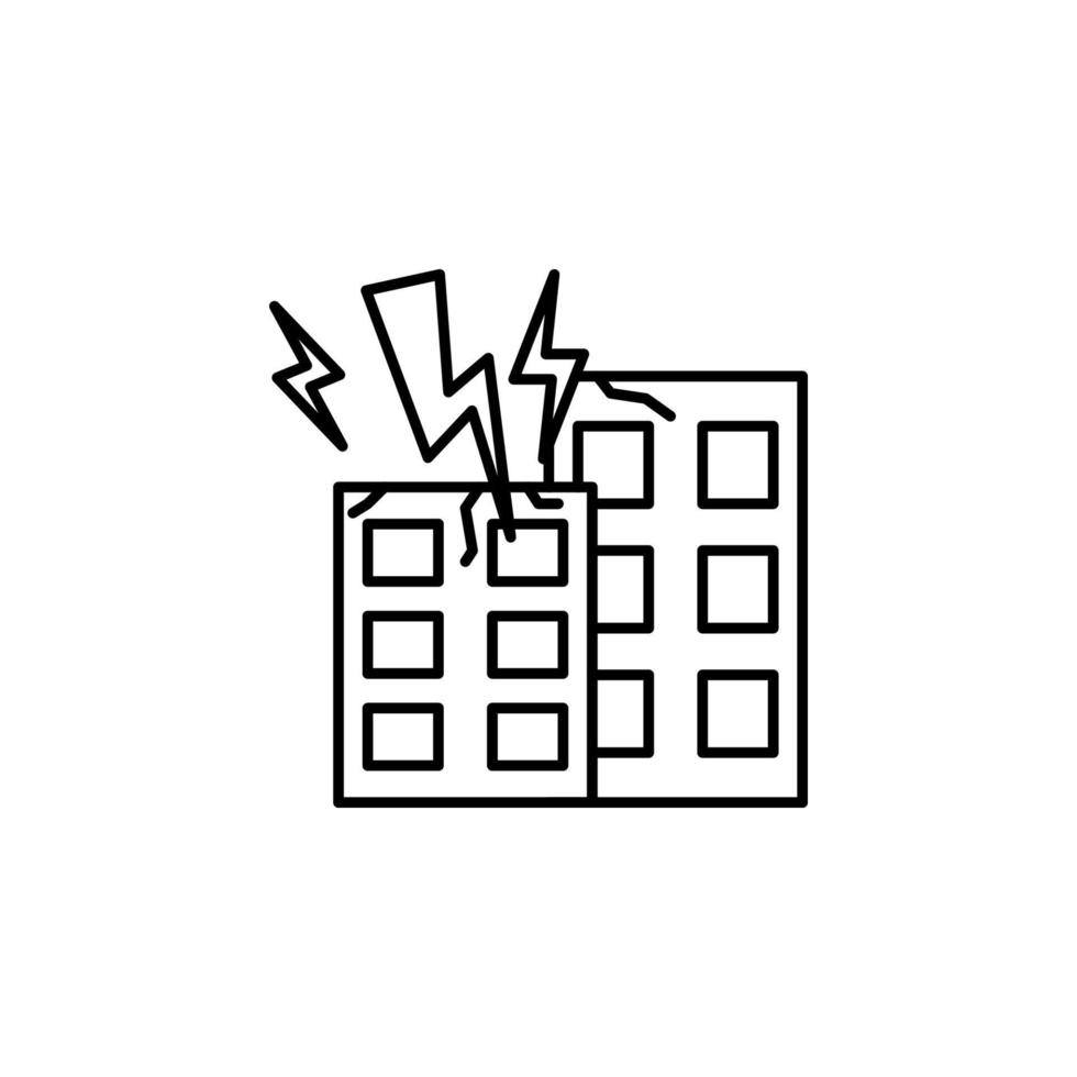 prédio, raio, destruição vetor ícone ilustração