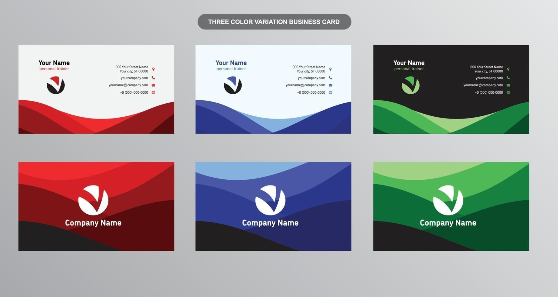 pacote de cartão de visita moderno de ondas coloridas vetor