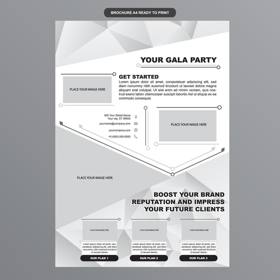 brochura de evento de gala de luxo prata cromada vetor