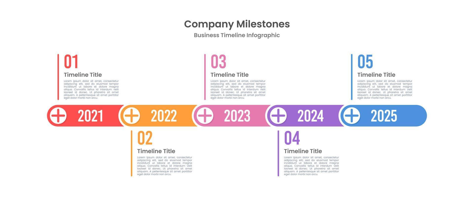 5 anos Linha do tempo Milestones companhia história infográfico. vetor ilustração.