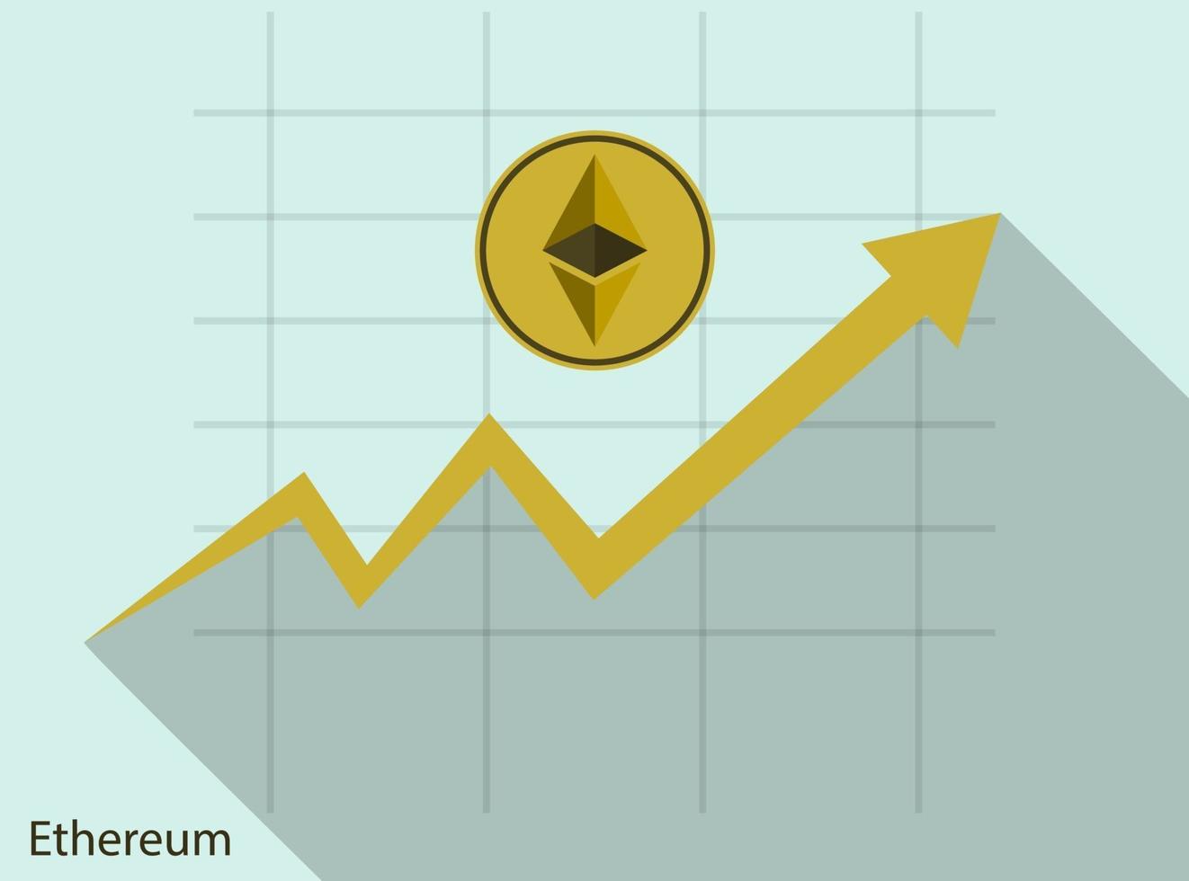 gráfico de crescimento do conceito de moeda ethereum de negócios no background do gráfico. vetor